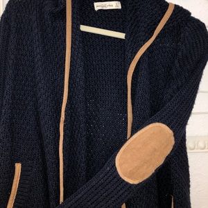 Suede elbow-patched cozy sweater